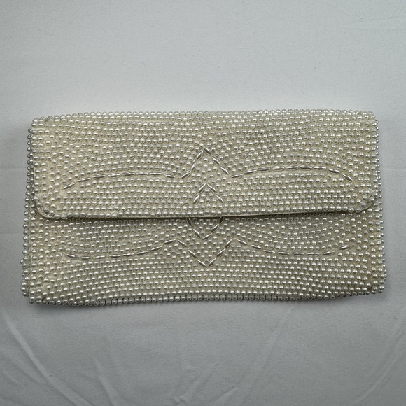 Vtg Faux Pearl Bags By Susan Beaded Japan 1950s Coin Purse Clutch - Picture 1 of 11